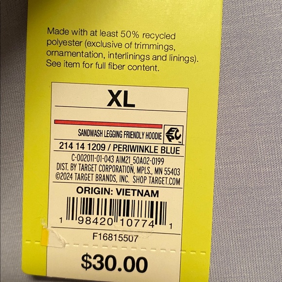 All in Motion Periwinkle Blue Legging Friendly Hoodie…size XL - Picture 7 of 7